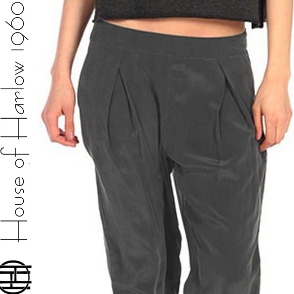 HOUSE OF HARLOW 1960 SILK HARLEM PANT GREY - Picture 7 of 7